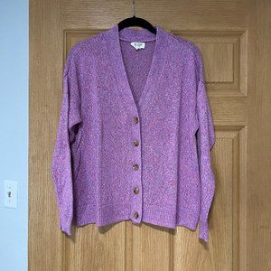 Candace Cameron Bure Marled V-Neck Button-Front Cardigan, Lilac Multi, Small